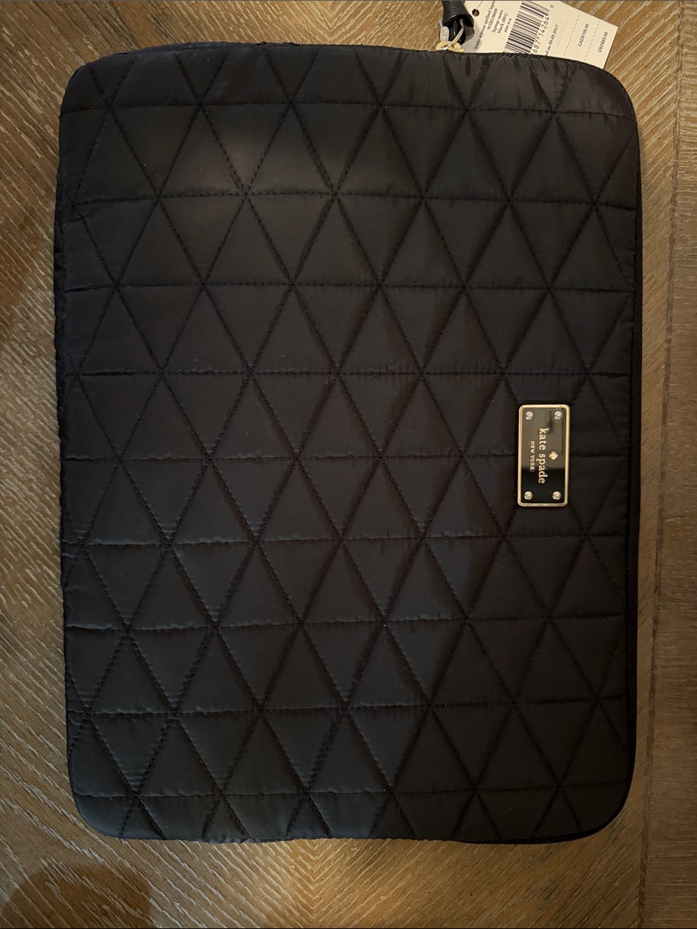 kate spade Black Quilted Laptop Sleeve with Plaque